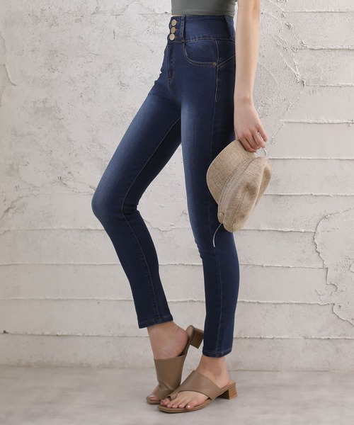 Doula Doula（ドゥーラドゥーラ）の「ハイウエストストレッチスキニーデニムパンツ（デニムパンツ・レディース・ホワイト/ブルー/ワンウォッシュ/ネイビー/インディゴブルー/ブラック・LL/M/XS/S/XXS/L）」の13枚目の写真