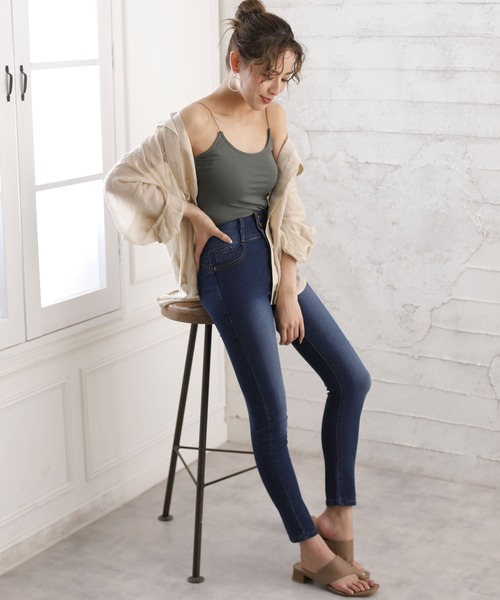 Doula Doula（ドゥーラドゥーラ）の「ハイウエストストレッチスキニーデニムパンツ（デニムパンツ・レディース・ホワイト/ブルー/ワンウォッシュ/ネイビー/インディゴブルー/ブラック・LL/M/XS/S/XXS/L）」の12枚目の写真