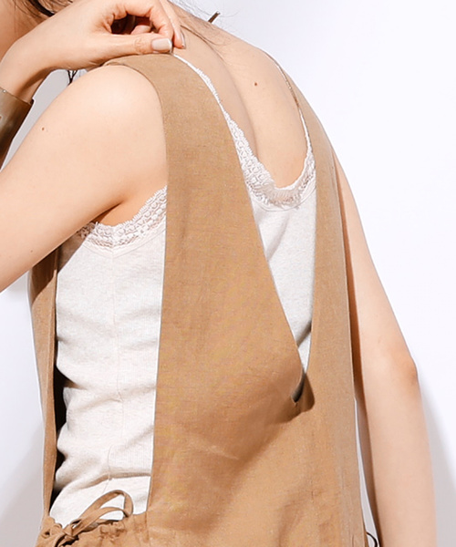 CIAOPANIC（チャオパニック）の「リネンサロペット（サロペット/オーバーオール・レディース・ベージュ/カーキ・FREE）」の7枚目の写真