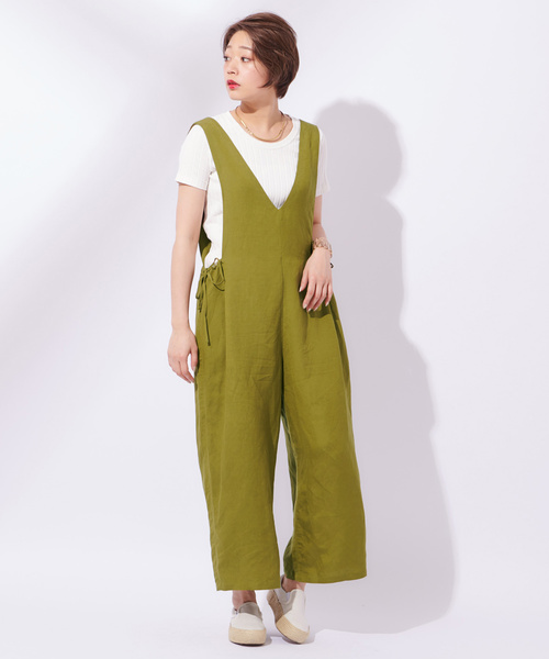 CIAOPANIC（チャオパニック）の「リネンサロペット（サロペット/オーバーオール・レディース・ベージュ/カーキ・FREE）」の17枚目の写真