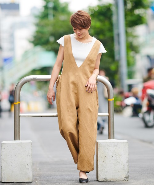 CIAOPANIC（チャオパニック）の「リネンサロペット（サロペット/オーバーオール・レディース・ベージュ/カーキ・FREE）」の19枚目の写真