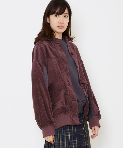 POU DOU DOU（プードゥドゥ）の「ビッグポケットコーデュロイブルゾン（ブルゾン・レディース・ダークグレー/ボルドー/オートミール・3）」の3枚目の写真