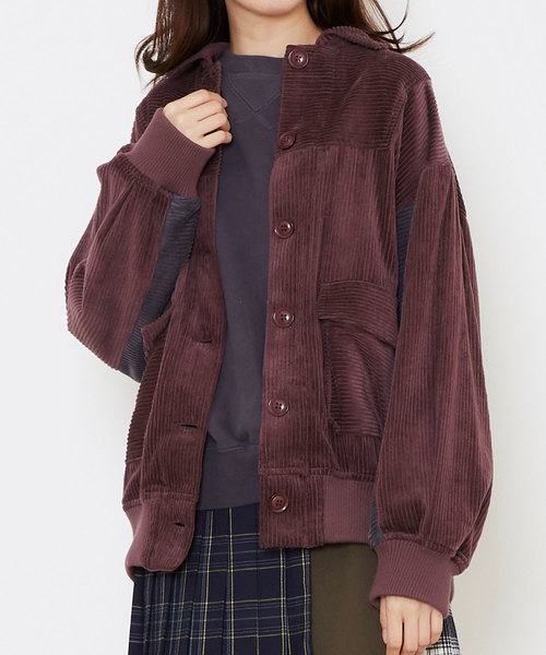 POU DOU DOU（プードゥドゥ）の「ビッグポケットコーデュロイブルゾン（ブルゾン・レディース・ダークグレー/ボルドー/オートミール・3）」の6枚目の写真