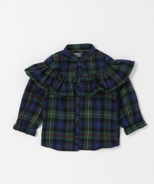 RUGGEDWORKS(ラゲッドワークス)の「ネルチェックフリルブラウス(シャツ/ブラウス・キッズ・レッド/グリーン・90cm/110cm/100cm/120cm/130cm/140cm)」の5枚目の写真