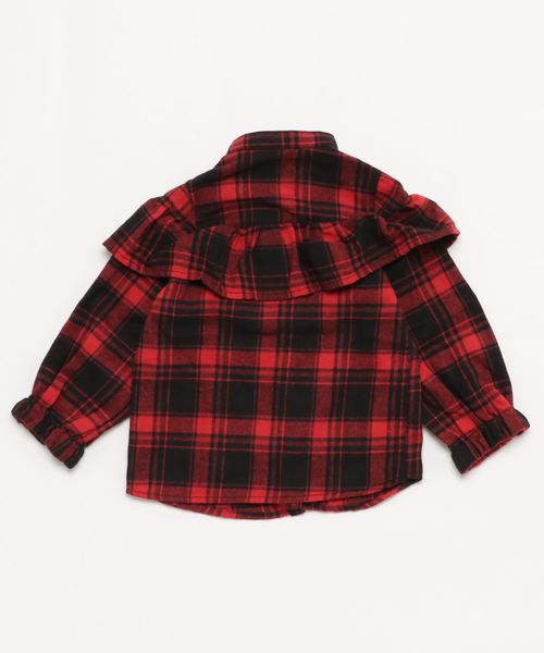 RUGGEDWORKS(ラゲッドワークス)の「ネルチェックフリルブラウス(シャツ/ブラウス・キッズ・レッド/グリーン・90cm/110cm/100cm/120cm/130cm/140cm)」の3枚目の写真