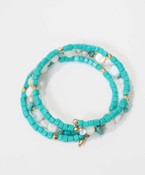 MODE ROBE（モードローブ）の「3連ストーンビーズブレスレット（ブレスレット・レディース・ブラウン/ミント/ネイビー/ターコイズブルー/ピンク・FREE）」の12枚目の写真
