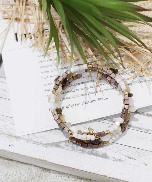 MODE ROBE（モードローブ）の「3連ストーンビーズブレスレット（ブレスレット・レディース・ブラウン/ミント/ネイビー/ターコイズブルー/ピンク・FREE）」の15枚目の写真