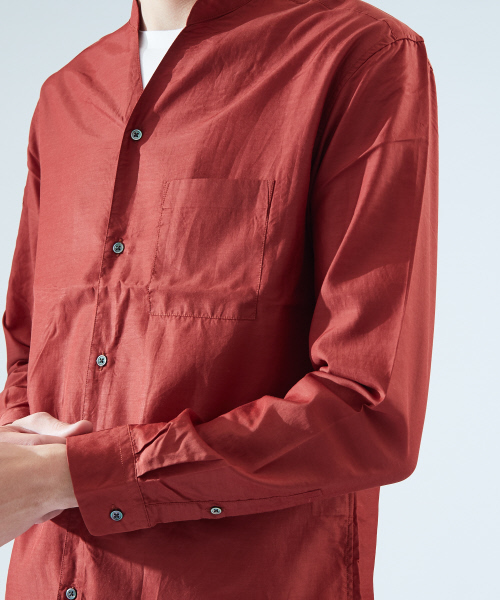 ABAHOUSE（アバハウス）の「コットンキュプラVネックシャツ（シャツ/ブラウス・メンズ・ホワイト/オレンジ系その他/カーキ・44/46/48）」の13枚目の写真