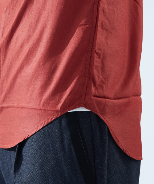 ABAHOUSE（アバハウス）の「コットンキュプラVネックシャツ（シャツ/ブラウス・メンズ・ホワイト/オレンジ系その他/カーキ・44/46/48）」の11枚目の写真