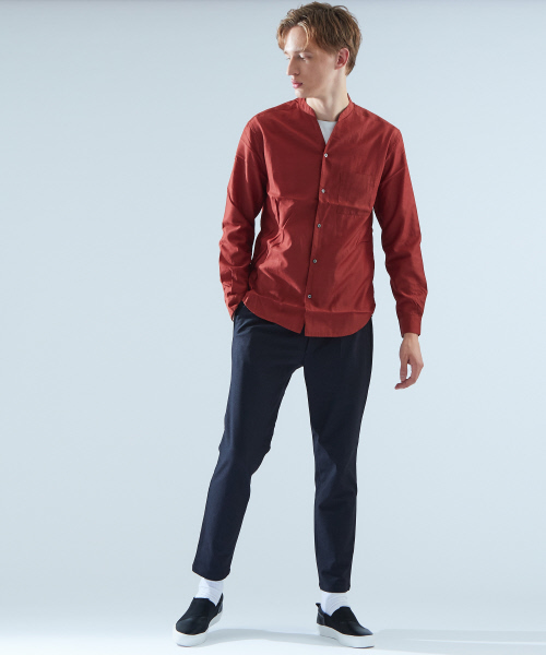 ABAHOUSE（アバハウス）の「コットンキュプラVネックシャツ（シャツ/ブラウス・メンズ・ホワイト/オレンジ系その他/カーキ・44/46/48）」の7枚目の写真