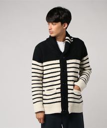 【291295=HOMME】 5GG モールニット カーディガン ボーダー