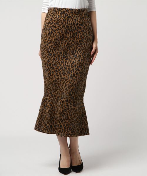 DouDou（ドゥドゥ）の「レオパードマーメイドスカート（スカート・レディース・ブラウン/グレー・FREE）」の5枚目の写真