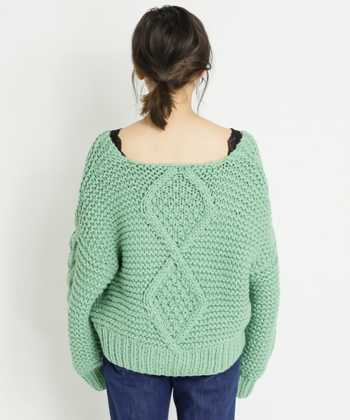 CIAOPANIC(チャオパニック)の「ハンドニットケーブルカーディガン(カーディガン/ボレロ・レディース・アイボリー/ミント/オレンジ・FREE)」の12枚目の写真