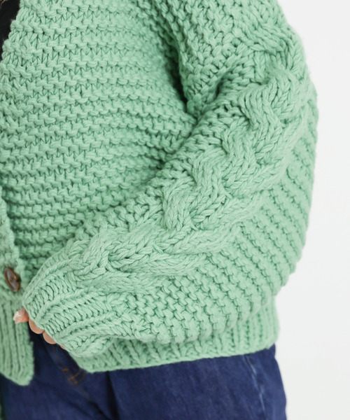 CIAOPANIC(チャオパニック)の「ハンドニットケーブルカーディガン(カーディガン/ボレロ・レディース・アイボリー/ミント/オレンジ・FREE)」の10枚目の写真