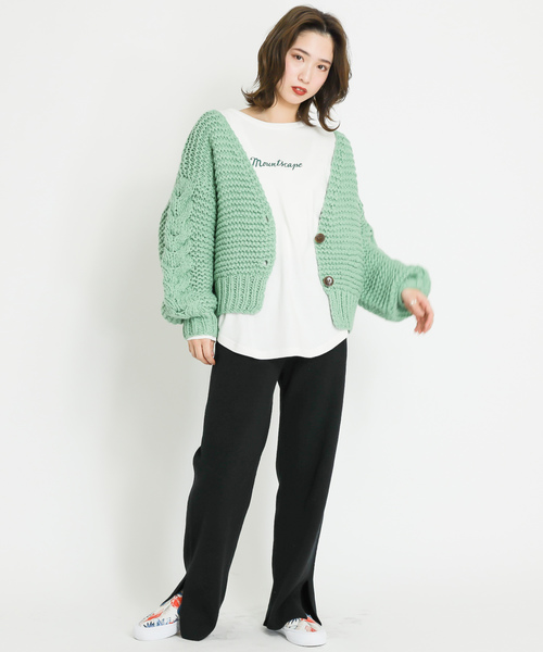 CIAOPANIC(チャオパニック)の「ハンドニットケーブルカーディガン(カーディガン/ボレロ・レディース・アイボリー/ミント/オレンジ・FREE)」の14枚目の写真