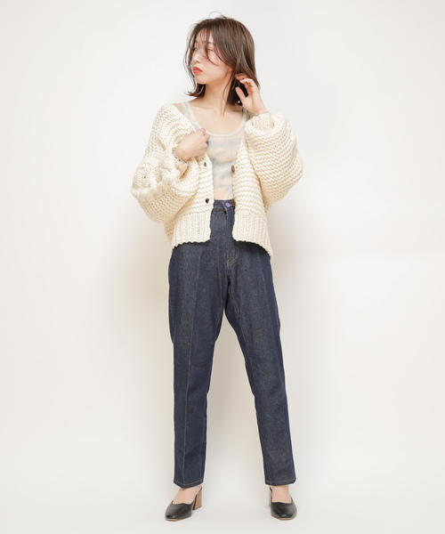 CIAOPANIC(チャオパニック)の「ハンドニットケーブルカーディガン(カーディガン/ボレロ・レディース・アイボリー/ミント/オレンジ・FREE)」の18枚目の写真