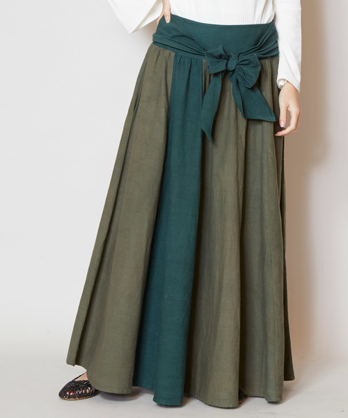 チャイハネ（チャイハネ）の「【チャイハネ】カラーリボンスカート（スカート・レディース・カーキ/オレンジ/ブラック・FREE）」の3枚目の写真