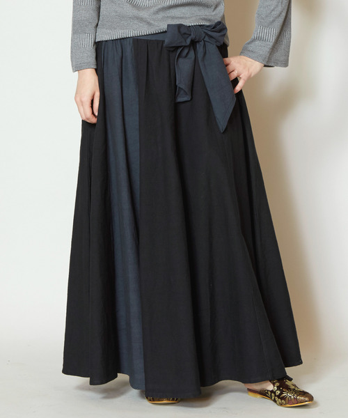 チャイハネ（チャイハネ）の「【チャイハネ】カラーリボンスカート（スカート・レディース・カーキ/オレンジ/ブラック・FREE）」の2枚目の写真