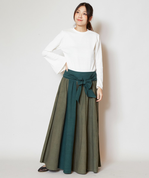 チャイハネ（チャイハネ）の「【チャイハネ】カラーリボンスカート（スカート・レディース・カーキ/オレンジ/ブラック・FREE）」の15枚目の写真