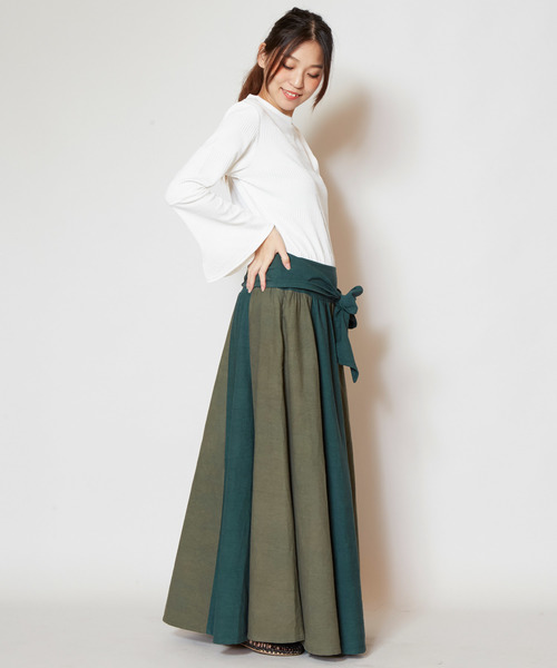 チャイハネ（チャイハネ）の「【チャイハネ】カラーリボンスカート（スカート・レディース・カーキ/オレンジ/ブラック・FREE）」の9枚目の写真