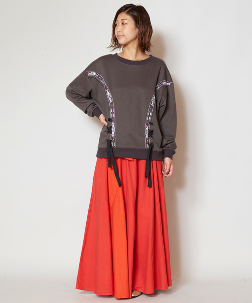 チャイハネ（チャイハネ）の「【チャイハネ】カラーリボンスカート（スカート・レディース・カーキ/オレンジ/ブラック・FREE）」の7枚目の写真