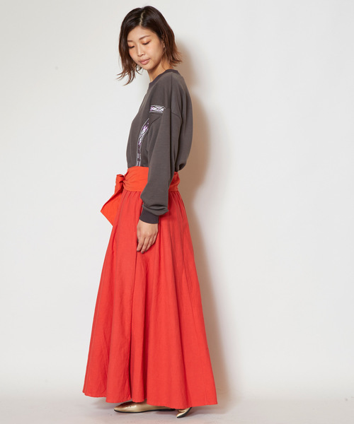 チャイハネ（チャイハネ）の「【チャイハネ】カラーリボンスカート（スカート・レディース・カーキ/オレンジ/ブラック・FREE）」の18枚目の写真