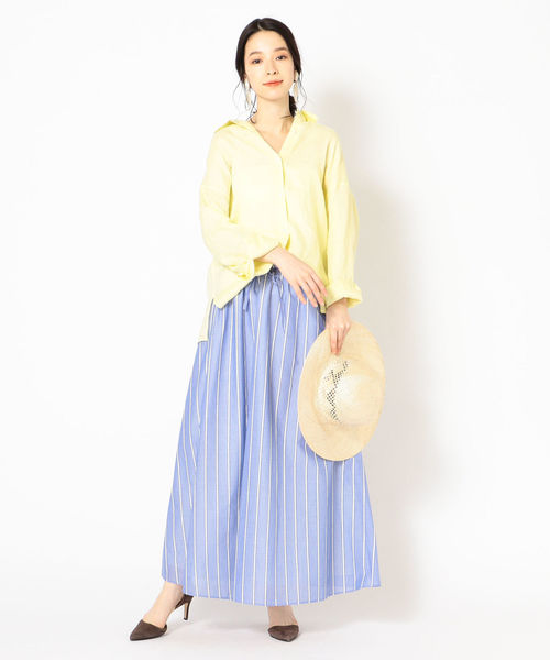 SHIPS（シップス）の「コットンシルクストライプスカート◇（スカート・レディース・ブラック/グリーン/ブルー・ONE SIZE）」の11枚目の写真