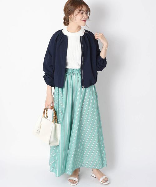 SHIPS（シップス）の「コットンシルクストライプスカート◇（スカート・レディース・ブラック/グリーン/ブルー・ONE SIZE）」の17枚目の写真