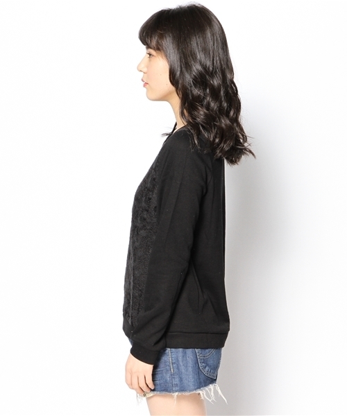 DISCOAT(ディスコート)の「【Discoat】裏毛前刺繍レースプルオーバー(Tシャツ/カットソー・レディース・グレー/ネイビー/オフホワイト・フリ-)」の5枚目の写真