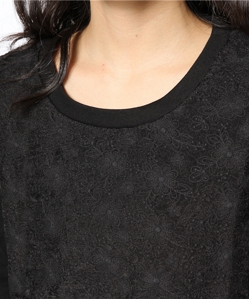 DISCOAT(ディスコート)の「【Discoat】裏毛前刺繍レースプルオーバー(Tシャツ/カットソー・レディース・グレー/ネイビー/オフホワイト・フリ-)」の7枚目の写真