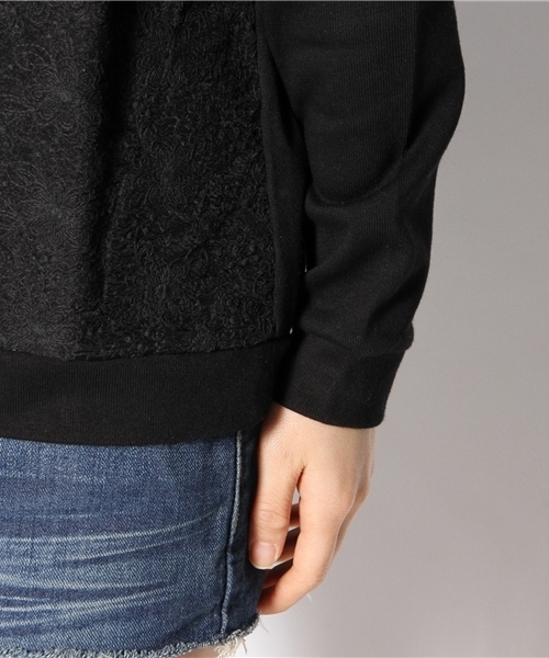 DISCOAT(ディスコート)の「【Discoat】裏毛前刺繍レースプルオーバー(Tシャツ/カットソー・レディース・グレー/ネイビー/オフホワイト・フリ-)」の8枚目の写真