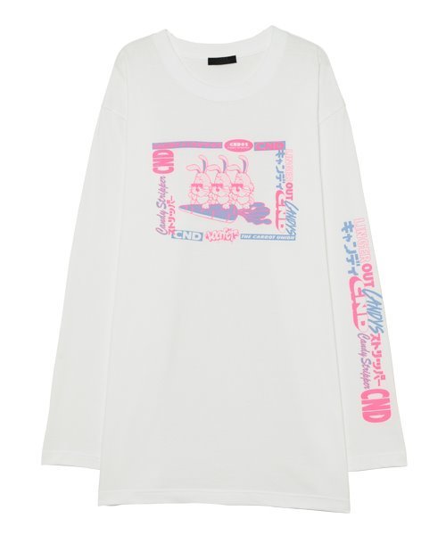 Candy Stripper(キャンディストリッパー)の「CND & BUNNYS L/S Tシャツ(Tシャツ/カットソー・レディース・グレー/オフホワイト/ピンク・2)」の2枚目の写真