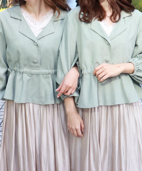 PairPair(ペアペア)の「開襟サイドリボンフリルブラウス(シャツ/ブラウス・レディース・ライトグリーン/スモークピンク/ライトベージュ・FREE)」の2枚目の写真