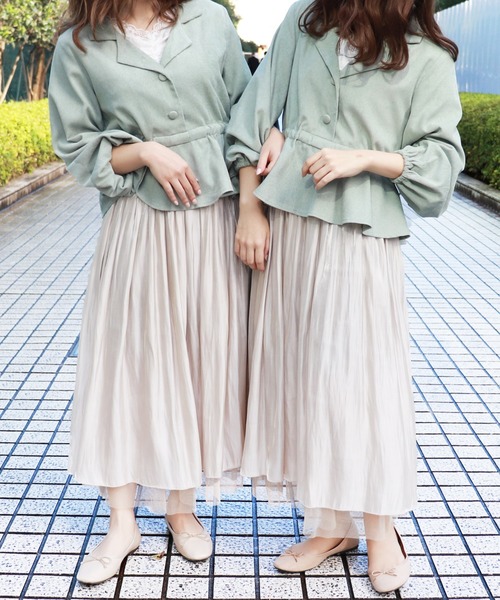 PairPair(ペアペア)の「開襟サイドリボンフリルブラウス(シャツ/ブラウス・レディース・ライトグリーン/スモークピンク/ライトベージュ・FREE)」の5枚目の写真