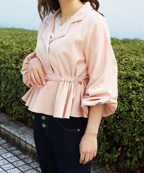 PairPair(ペアペア)の「開襟サイドリボンフリルブラウス(シャツ/ブラウス・レディース・ライトグリーン/スモークピンク/ライトベージュ・FREE)」の8枚目の写真