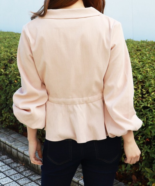 PairPair(ペアペア)の「開襟サイドリボンフリルブラウス(シャツ/ブラウス・レディース・ライトグリーン/スモークピンク/ライトベージュ・FREE)」の10枚目の写真