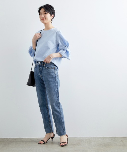 ADAM ET ROPE'（アダムエロペ）の「バックベルト袖ボリュームブラウス（シャツ/ブラウス・レディース・ホワイト/ブルー系その他4・FREE）」の9枚目の写真