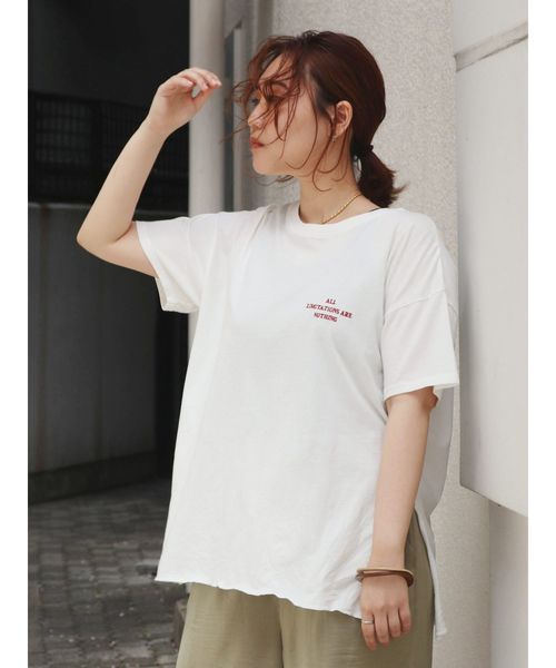 Ungrid（アングリッド）の「バックエンブロイダリールーズTee（Tシャツ/カットソー・レディース・チャコールグレー/パープル/オフホワイト/カーキ・FREE）」の17枚目の写真