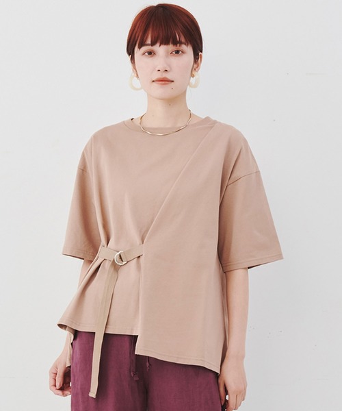 MEDE19F（メデジュウキュウ）の「ＭＥＤＥ１９Ｆ　ベルテッドアシメタックＴシャツ（Tシャツ/カットソー・レディース・ベージュ/ホワイト・MEDIUM/LARGE/X-LARGE/XX-LARGE）」の2枚目の写真