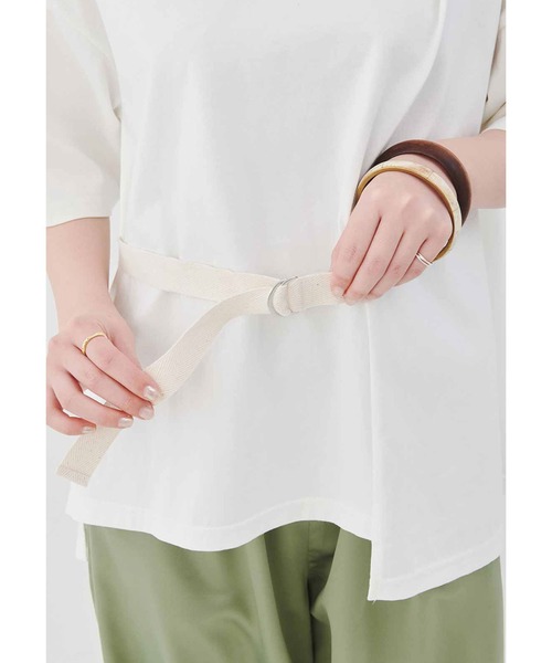 MEDE19F（メデジュウキュウ）の「ＭＥＤＥ１９Ｆ　ベルテッドアシメタックＴシャツ（Tシャツ/カットソー・レディース・ベージュ/ホワイト・MEDIUM/LARGE/X-LARGE/XX-LARGE）」の9枚目の写真