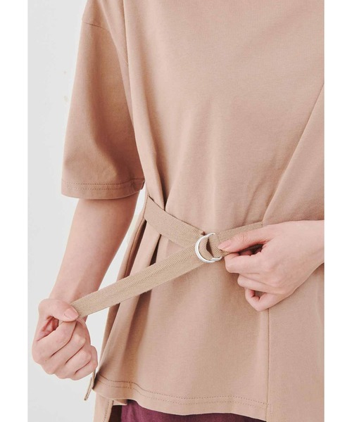 MEDE19F（メデジュウキュウ）の「ＭＥＤＥ１９Ｆ　ベルテッドアシメタックＴシャツ（Tシャツ/カットソー・レディース・ベージュ/ホワイト・MEDIUM/LARGE/X-LARGE/XX-LARGE）」の6枚目の写真