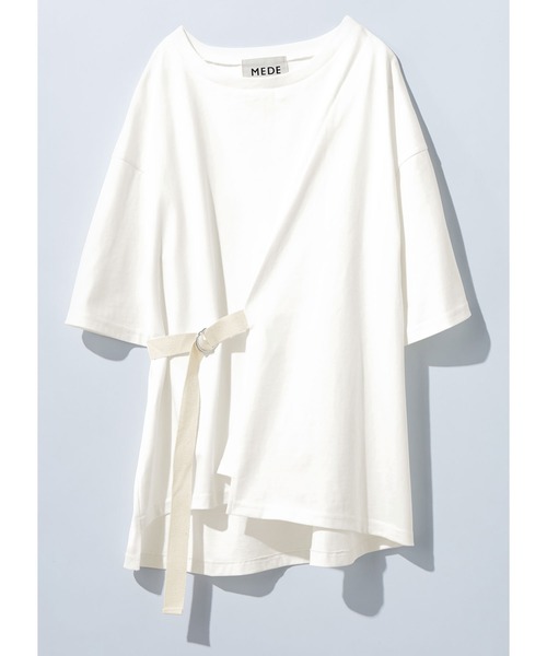 MEDE19F（メデジュウキュウ）の「ＭＥＤＥ１９Ｆ　ベルテッドアシメタックＴシャツ（Tシャツ/カットソー・レディース・ベージュ/ホワイト・MEDIUM/LARGE/X-LARGE/XX-LARGE）」の10枚目の写真