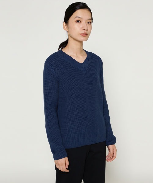 SUNSPEL（サンスペル）の「SUNSPEL / WOMEN’S HALF CARDIGAN COTTON V NECK JU（ニット/セーター・レディース・ダークグリーン/ブルー・2）」の3枚目の写真