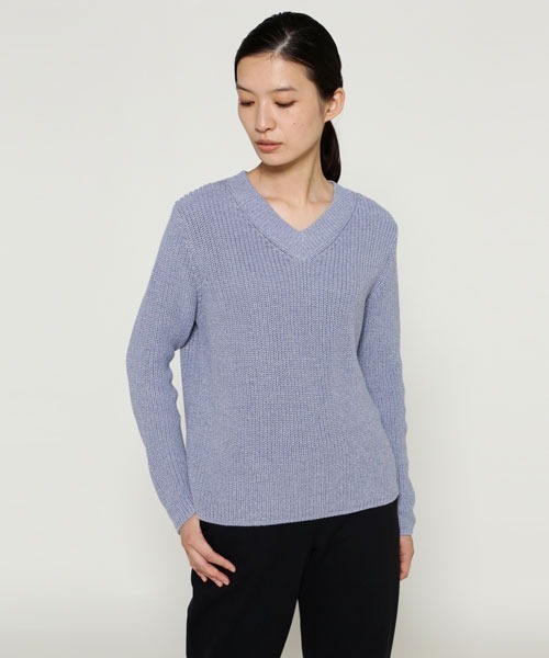 SUNSPEL（サンスペル）の「SUNSPEL / WOMEN’S HALF CARDIGAN COTTON V NECK JU（ニット/セーター・レディース・ダークグリーン/ブルー・2）」の6枚目の写真