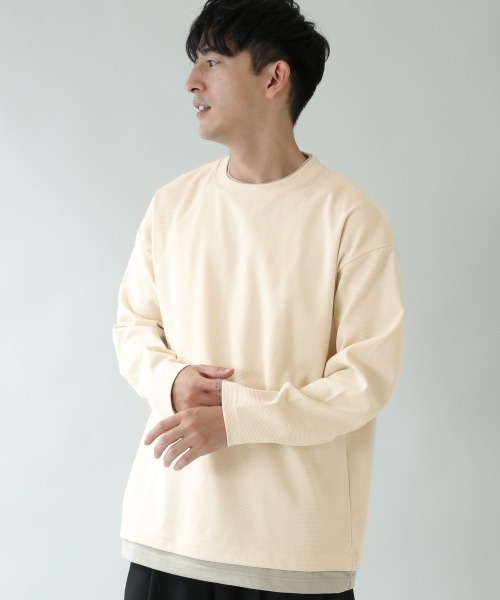 RAGEBLUE（レイジブルー）の「レイヤードロンT/917053（Tシャツ/カットソー・メンズ・キャメル/ホワイト/ブラック/グリーン・LARGE/MEDIUM）」の2枚目の写真