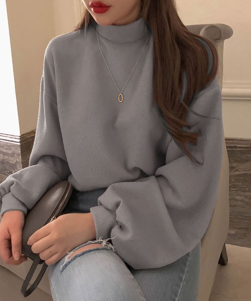Girly Doll（ガーリードール）の「プチハイネックプルオーバー（Tシャツ/カットソー・レディース・ピンク/ライトカーキ/ピンクベージュ/グレー/オフホワイト・FREE）」の3枚目の写真