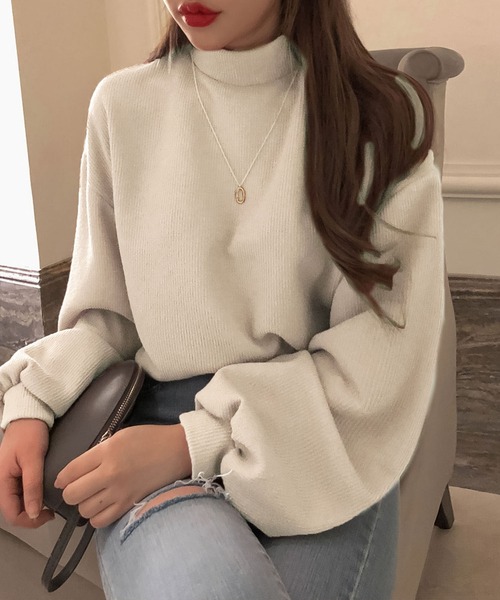Girly Doll（ガーリードール）の「プチハイネックプルオーバー（Tシャツ/カットソー・レディース・ピンク/ライトカーキ/ピンクベージュ/グレー/オフホワイト・FREE）」の2枚目の写真