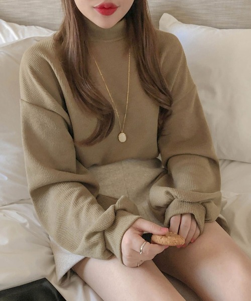 Girly Doll（ガーリードール）の「プチハイネックプルオーバー（Tシャツ/カットソー・レディース・ピンク/ライトカーキ/ピンクベージュ/グレー/オフホワイト・FREE）」の17枚目の写真