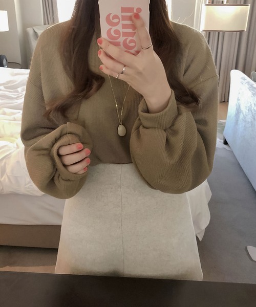 Girly Doll（ガーリードール）の「プチハイネックプルオーバー（Tシャツ/カットソー・レディース・ピンク/ライトカーキ/ピンクベージュ/グレー/オフホワイト・FREE）」の20枚目の写真