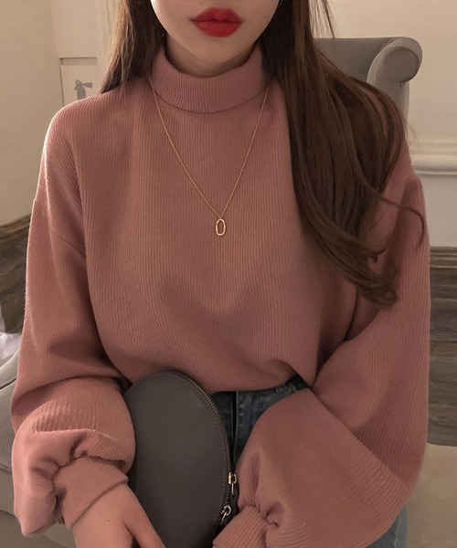 Girly Doll（ガーリードール）の「プチハイネックプルオーバー（Tシャツ/カットソー・レディース・ピンク/ライトカーキ/ピンクベージュ/グレー/オフホワイト・FREE）」の15枚目の写真